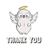 a cartoon angel is holding a heart and says thank you