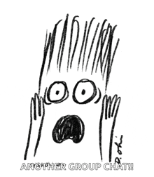 a drawing of a face with the words another group chat written below it