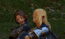 a girl with blonde hair and a boy with brown hair are sitting next to each other