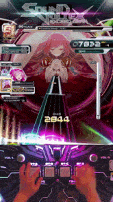 a person is playing a video game with the number 2844 on the screen