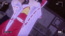 a video of a girl is being recorded and the time is 00:00:44