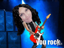 you rock rock on playing guitar smile jib jab