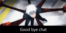 a poster that says good bye chat with a cartoon character