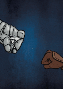 a drawing of a person holding another person 's fist