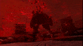 a red background with a light coming out of the middle