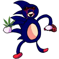 a cartoon drawing of sonic the hedgehog holding a marijuana plant