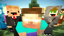 a group of minecraft characters are posing for a picture together