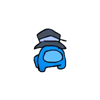 a cartoon drawing of a blue and black object with a white background .