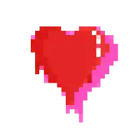a pixel art of a red heart with a pink border on a white background .