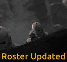 a poster that says ' roster updated ' at the bottom