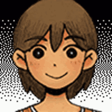 a close up of a cartoon character 's face smiling .