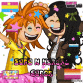 a picture of two cartoon characters with a caption that says " sexy n handy "