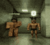 two roblox characters are walking down a hallway with the name loperswago written on the bottom