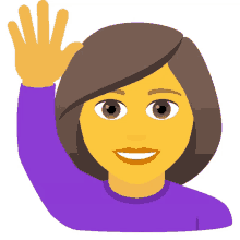 woman hand raising people joypixels raise your hand im here