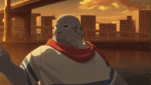 a cartoon character with a scarf around his neck