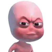 a cartoon character with a bald head is making a funny face