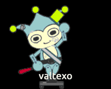 a cartoon character with the name valtexo on the bottom right