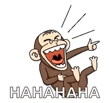 a cartoon of a monkey laughing and pointing .