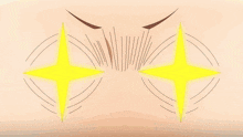 a close up of a person 's face with a yellow star in the eyes