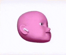 a close up of a pink baby 's face with a yellow border around it .