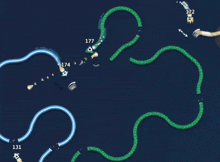 a screenshot of a video game shows a number of snake tracks