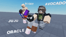 ricky juju oracle and avocado are the names of the characters