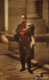 a painting of a man with the letter a in the corner
