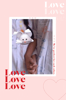 a picture of a couple holding hands with the words love love love