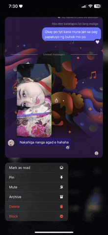 a phone screen shows a screenshot of a conversation between two women