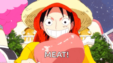 Luffy Bites Meat GIF - Luffy Bites Meat GIFs