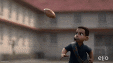 a cartoon boy is throwing a football in the air with the word elio in the corner