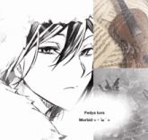 a black and white drawing of a person with the words fedya luvs morbid below