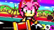 a pixel art drawing of amy from the video game sonic