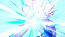 a person is holding a sword in their hand and a light is coming out of the sword .