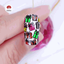 a close up of a person 's nails with a sticker that says nails inspiration