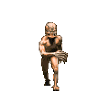 a pixel art of a man with a crown on his head and arms outstretched