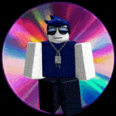 a roblox character wearing sunglasses and a necklace with a pendant that says ' i love you '