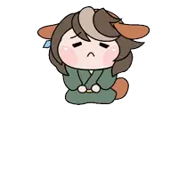 a cartoon drawing of a girl with a sad face