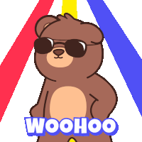 a teddy bear wearing sunglasses and the words wo ohco below it