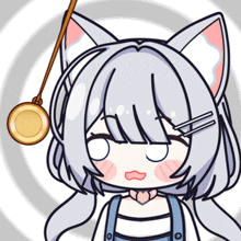 a cartoon drawing of a girl with a cat ear and a hypnotic circle around her head