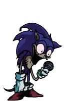 a cartoon of a skeleton sonic the hedgehog holding a microphone and singing .