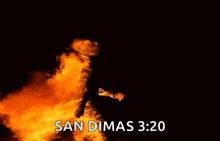 a black background with the words san dimas 3:20