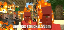 a screenshot of a video game that says god has struck at 2:55 pm