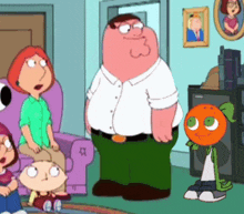 a family guy cartoon shows peter griffin and lois griffin standing next to each other