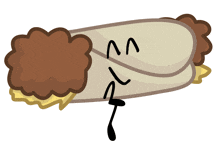 a cartoon drawing of a burrito with a face on it