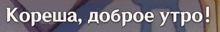 a foreign language text says " koresha " in white letters