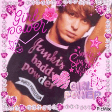 a picture of a man with the words girl power written on it