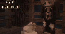 a picture of a minecraft character with the words oy e on the bottom