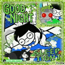 a picture of a cartoon character saying good night
