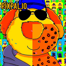 a clown wearing sunglasses and a blue hat with pixpalio written on the bottom